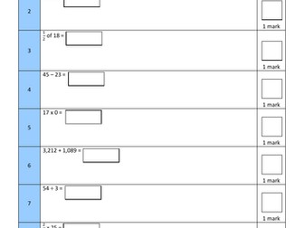 Year 6 SATs Arithmetic Test 2 – 36 Questions, 40 Marks, No Calculator