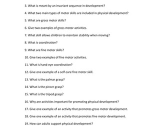 Unit 1 Children’s Development – Learning Aim B Retrieval Quiz (BTEC Early Childhood Development)