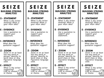 SEIZE Quote Analysis Bookmark | KS3 English | GCSE English