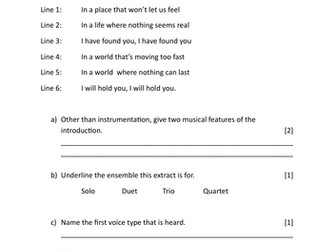 Area of Study 2: Music for Ensemble Listening Question