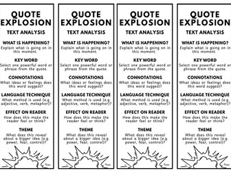 Quote Explosion Bookmark | Text Analysis | KS3 English | GCSE English