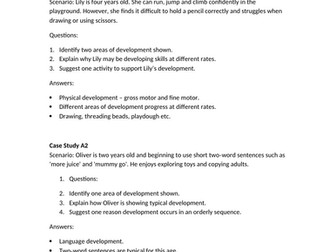 Unit 1 Children’s Development – Learning Aims A–F Case Study Pack  12 Scenario Tasks with Answer