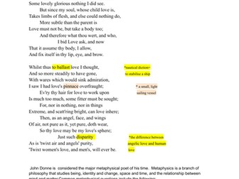 "Air and Angels" John Donne A LEVEL ENGLISH LITERAUTE analysis