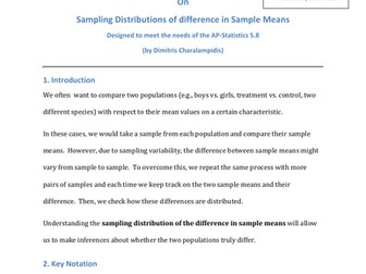 5.8 Sampling Distributions of Difference in Sample Means - Mega Smart  Notes