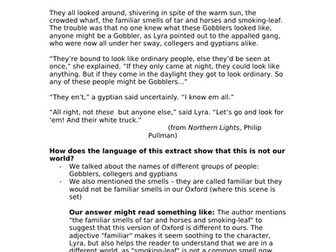 Fantasy/Dystopian texts; short extracts