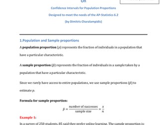 AP Stats 6.2: Confidence Interval for population Proportion