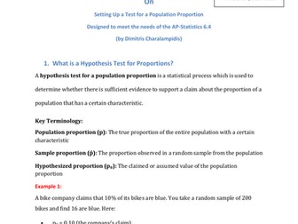 6.4 Setting Up a Test for a Population Proportion (AP Statistics)