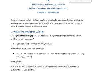 6.6 Hypothesis Testing for Population Proportions  Mega Smart notes AP Statistics