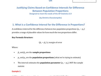 6.9 Justifying Claims Based on Confidence Intervals for Difference Between Population Proportions Me