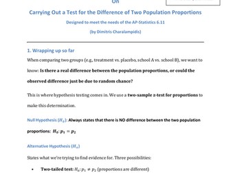 6.11 Hypothesis Tests for Differences Between Proportions - Mega Smart notes