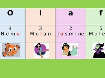 Phonological Awareness- Segment to identify a sound (Disney)
