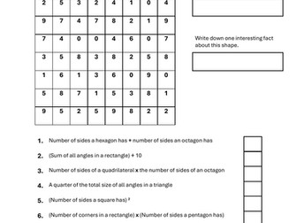 KS3 Maths Mystery Shape Number Search (2 puzzles)