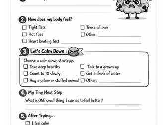 Anger Management Worksheet | SEL Emotional Regulation No Prep for Kids