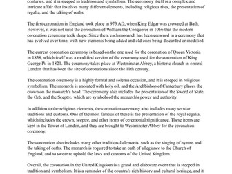 CORONATION IN THE UNITED KINGDOM / READING COMPREHENSION / NO PREP / SUB PLANS
