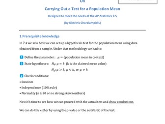 7.5 Carrying Out a Test for a Population Mean