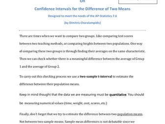 7.6 AP Stats Confidence Intervals for the Difference of Two Means