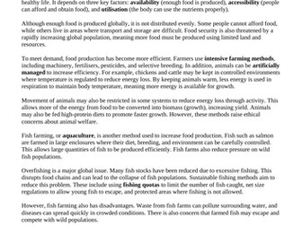 AQA B2 Biology Food Security and Sustainable Food Production