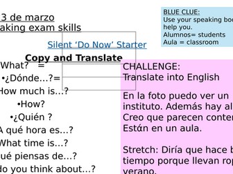 Speaking Spanish revision lesson before exams AQA GCSE 2026