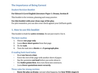 THE IMPORTANCE OF BEING EARNEST - A LEVEL REVISION BOOKLET