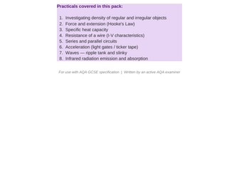 AQA GCSE Physics Required Practical- Practice Questions Markscheme