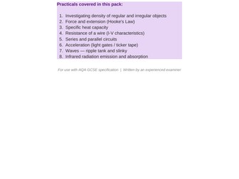 AQA GCSE Physics Required Practical- Summary