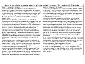Paper 2 Question 4 extracts and model answer on football