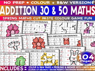 Addition 30 & 50 Spring Maths Colour Game