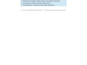 AQA GCSE Chemistry Required Practical- Electrolysis