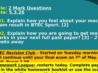 BTEC Tech Award in Sport - C3 - Final Exam Prep: 2-mark, 3-mark, 4-mark & 6-mark question lessons