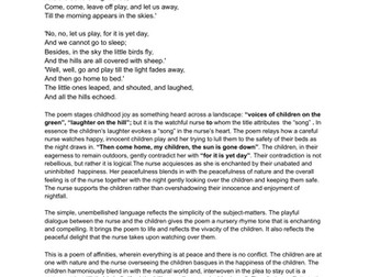 A* Analysis of Blake's poem "Nurse's Song" A /AS LEVEL ENGLISH LITERATURE