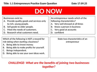1.1 Enterprise and Entrepreneurs Exam Practice