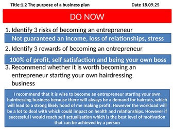 1.2 The Purpose of Business Planning