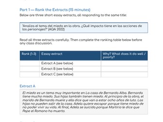 AQA A Level Spanish - La casa de Bernarda Alba - Essay workshop