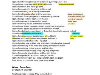 DOUBLE AWARD ENGLISH: Comparing "I Come From " with "Where I Come From"