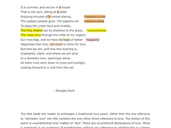 "Modern Love"  DOUBLE AWARD ENGLISH LANGUAGE AND LITERATURE poetry analysis