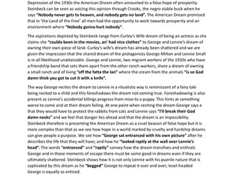 The theme of Dreams in "Of Mice and Men" GCSE ENGLISH LITERATURE