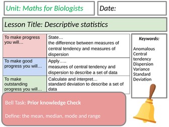 A Level Biology: Descriptive Statistics (Mean, Median, Mode, Range & Standard Deviation)