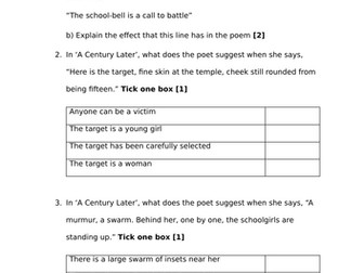 A Century Later WJEC English Unit 1 Mock