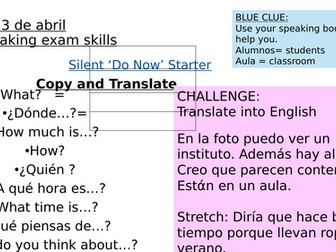Edexcel Spanish speaking exam revision lesson GCSE 2026