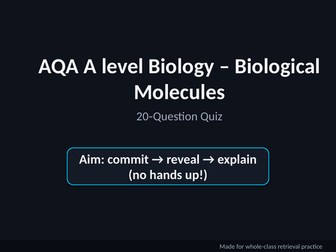 AQA A Level Biology Biological Molecules Revision Quiz