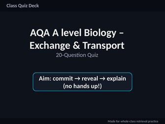 AQA A‑Level Biology: Exchange & Transport – 20 MCQ Retrieval Quiz with Answers