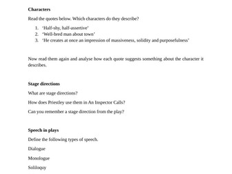 An Inspector Calls Revision Pack