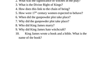 Macbeth: Historical Context Quiz
