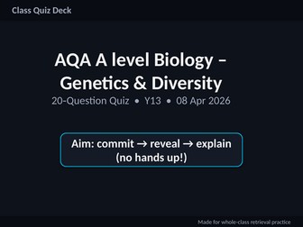 AQA A‑Level Biology Genetics & Diversity – 20‑Question Retrieval Quiz