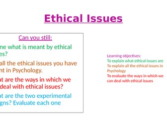 What are ethical issues in Psychology? A Level Psychology - Research Methods
