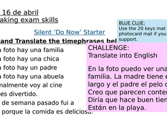 Edexcel Speaking lesson Spanish GCSE 2026