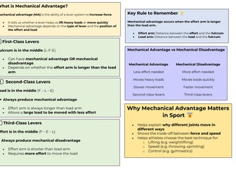AQA GCSE PE - Mechanical Advantage Information Sheet