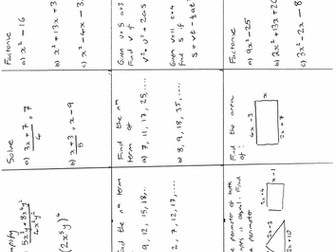 Higher GCSE Maths Ch2 Revision Mat