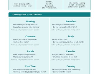 Daily Routines Speaking Cards