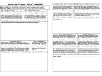 AQA Language Paper 2 Question 2 Chunked Revisions Tasks with model answers.